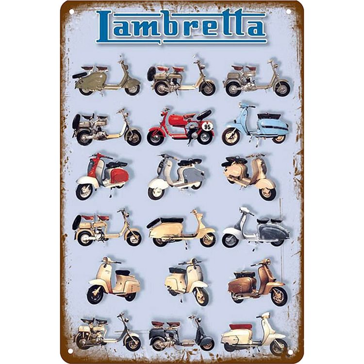 Moto Lambretta - Enseigne Vintage Métallique/enseignes en bois - 20*30cm/30*40cm