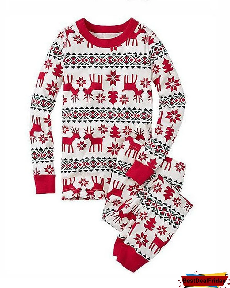 Kid's Christmas Elk Print Parent-Child Loungewear