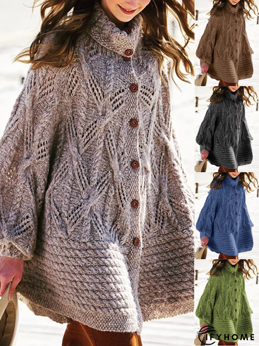 Sweater plus size Vintage Cotton Knitted Sweater Coat | IFYHOME