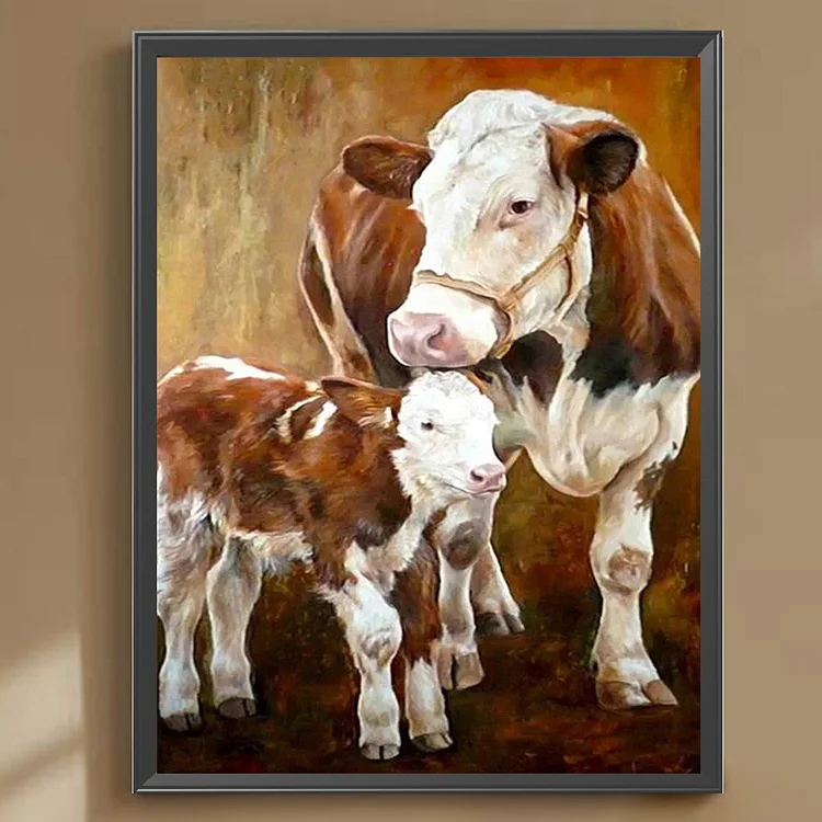 Full Square Drill Diamond Painting - Two Cows - 30*40cm