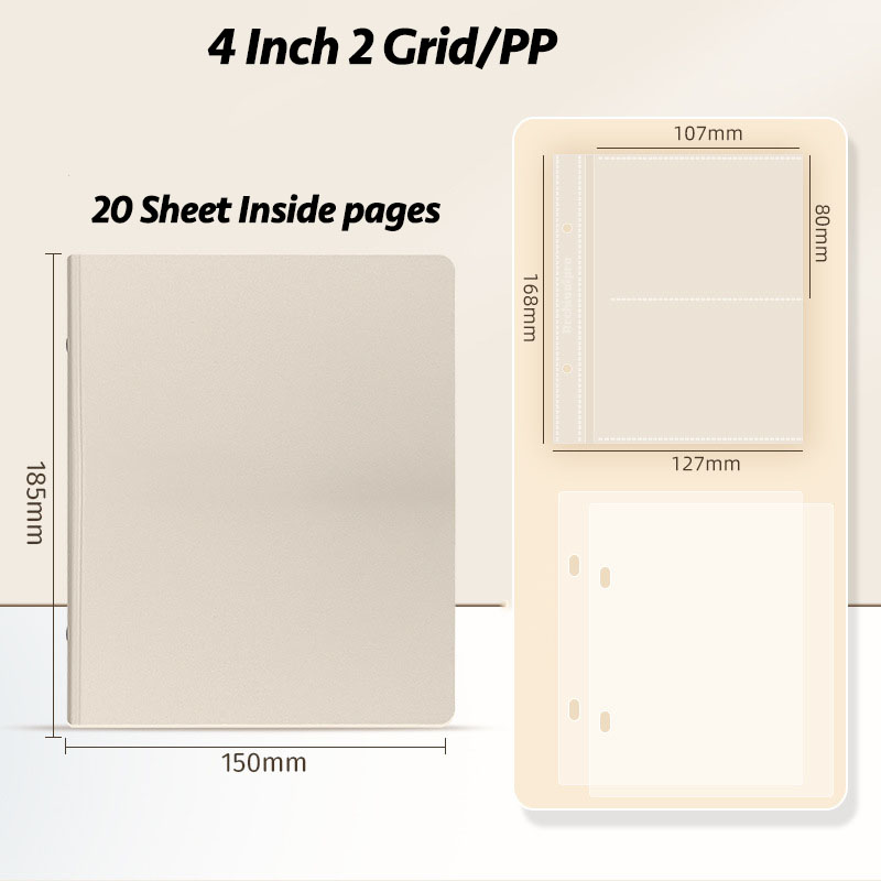Fromthenon Light Color Style 3 Inch 1 Grid Loose Leaf Photo Album 3 Hole Loose Leaf Photo Card Storage Supplies