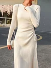 Long Sleeve Plain Casual Dress Sweater
