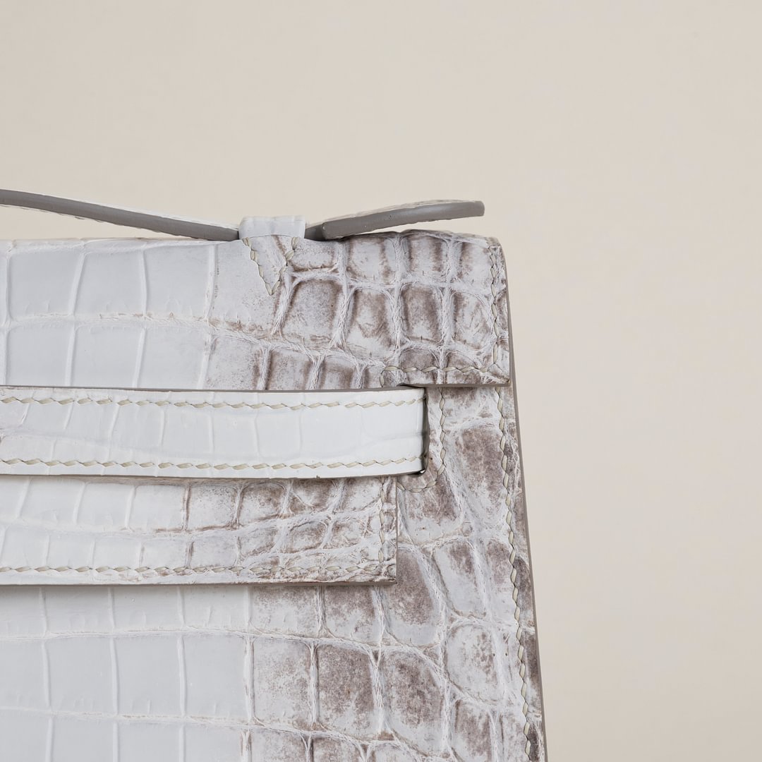 Kelly pochette Matte Niloticus Crocodile 01 Himalayan PHW