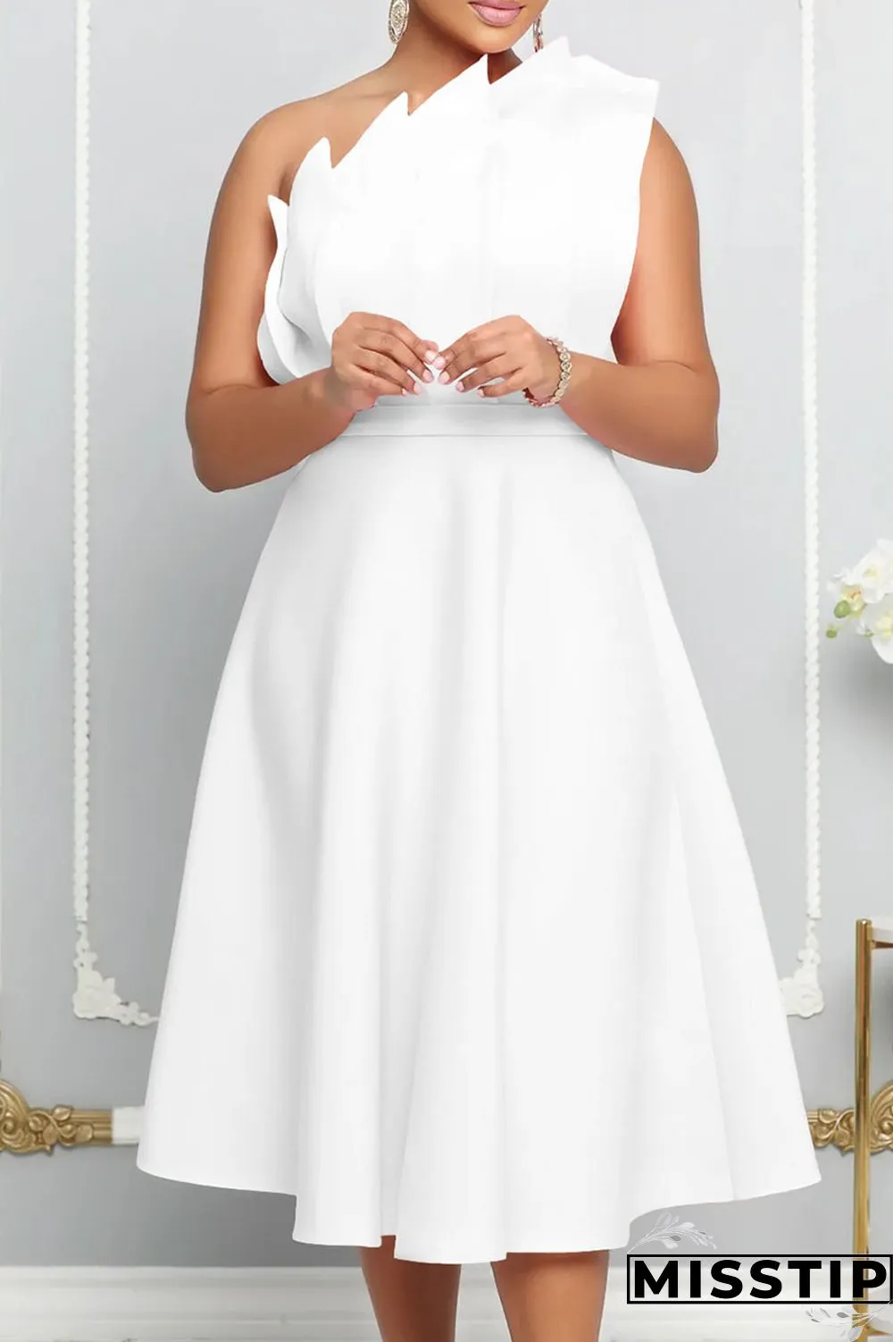 Green Yellow Elegant Solid Patchwork Fold Oblique Collar Evening Dress Dresses