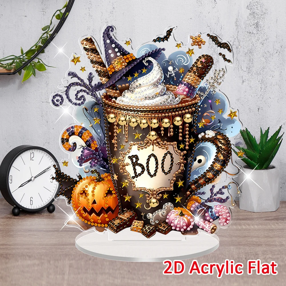 2D Flat Halloween DIY Diamond Painting Desktop Ornaments Kit for Decor (Dessert)