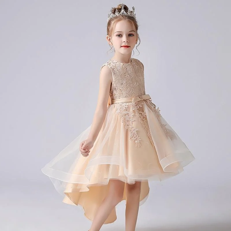 Girls Dress New Design Tail Chinese Style Elegant New Year Princess Children Evening Wedding Party Dress