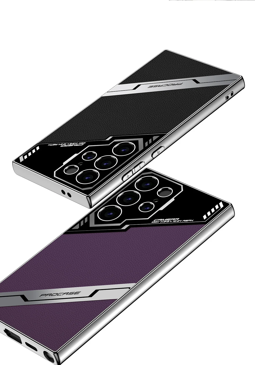 Suitable for S24/23 electroplated plain leather holder mobile phone protective case