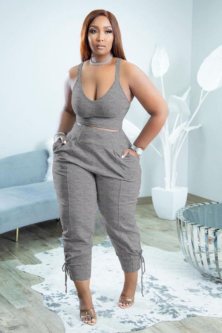 Two Piece V Neck Tank Pant Set