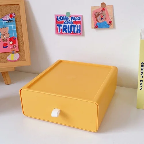 JOURNALSAY Morandi Color Desktop Large-capacity Rectangular Drawer Storage Box