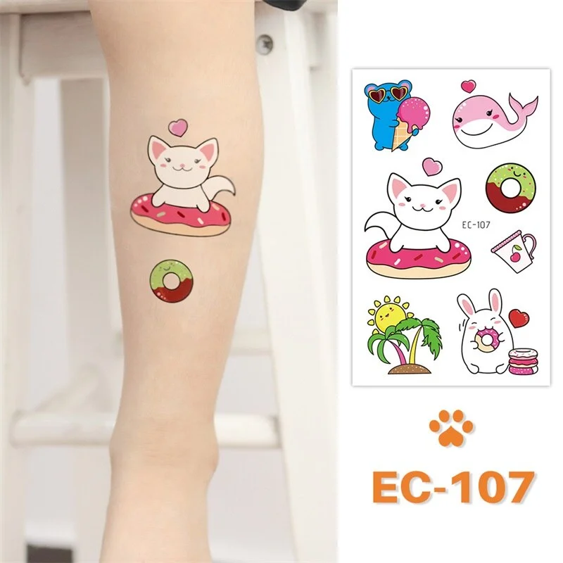 24 kinds Cute Cartoon Tattoo Stickers For Children faux tatouage temporaire Disposable Cat Dog Pets Temporary Waterproof