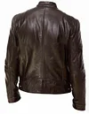 Men's Vintage Motorcycle Pocket Full Zip Leather Jacket by Inlyline
