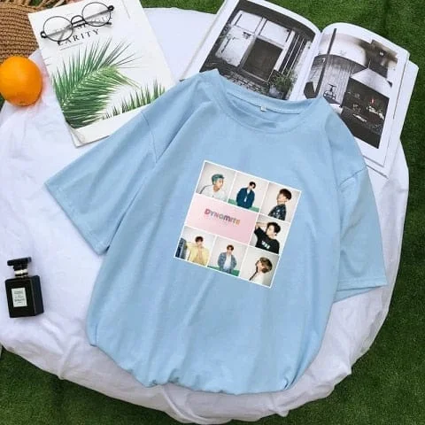 pornhint Pornhint Kpop T Shirt Women Summer New Korean Bangtan Boys Dynamite Tops Woman Casual Loose Vintage Friends Tshirt Fans Support Clothing