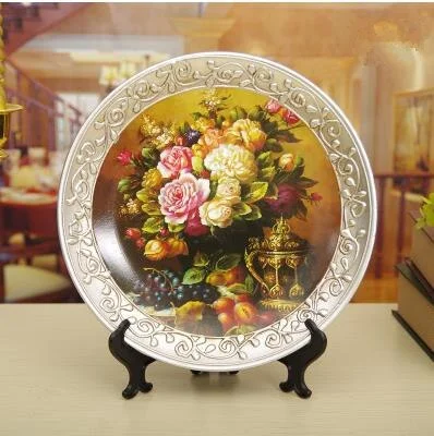 Creative oil painting plate, European ornamental vintage decorative ceramic plate, home office restaurant decoration crafts