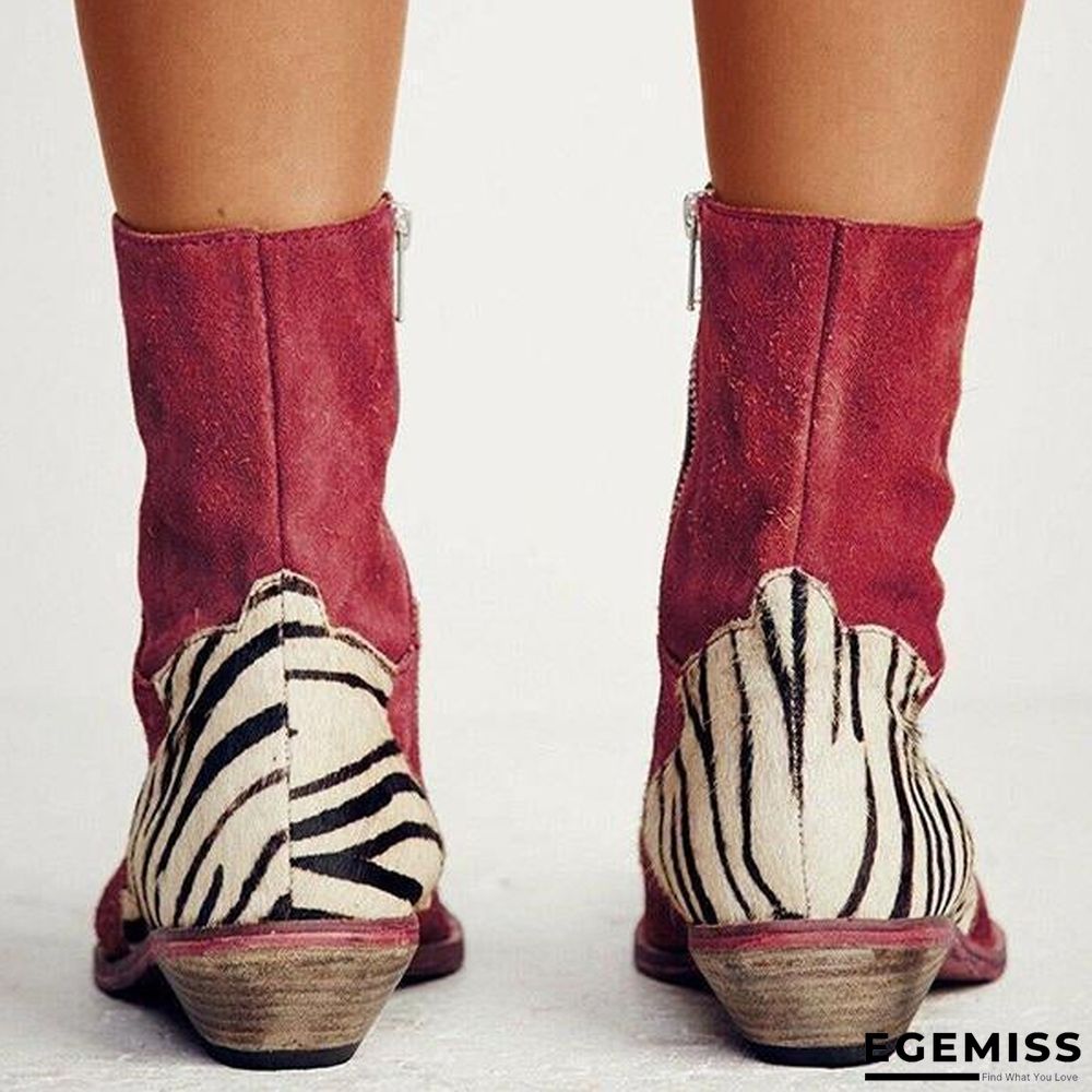 Casual Pointed Toe Zebra-Striped Boots | EGEMISS