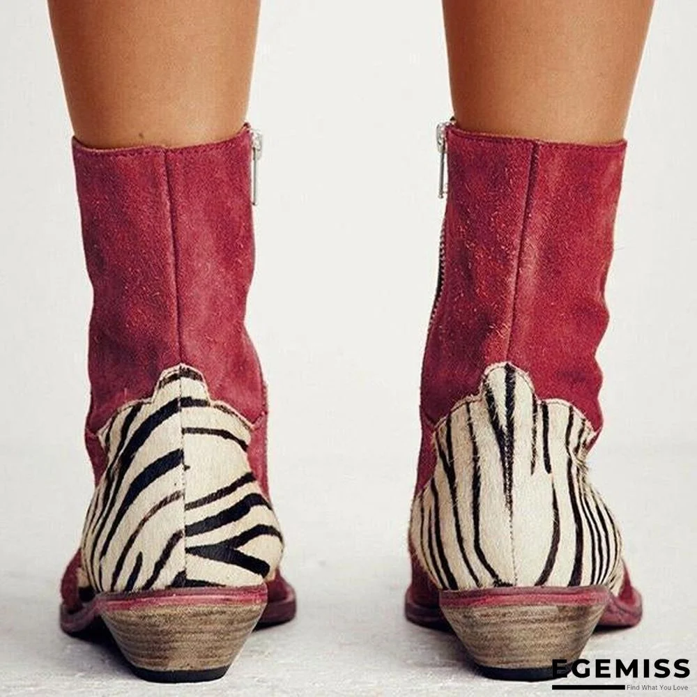 Casual Pointed Toe Zebra-Striped Boots | EGEMISS