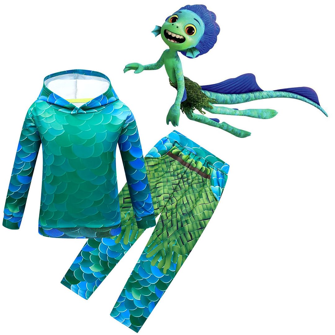 Luca cosplay fish monster costume boy sweater hoodie trousers suit-Pajamasbuy