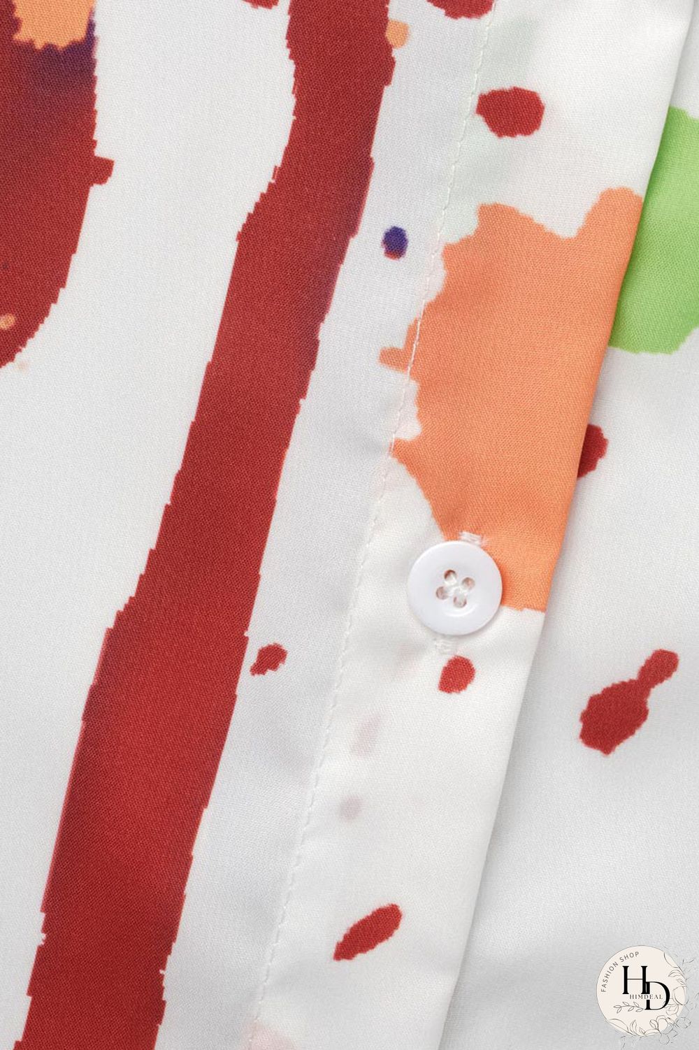 Black Pink Casual Print Patchwork Slit Turndown Collar Tops