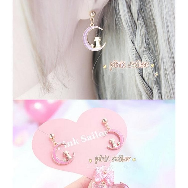Pink/Purple/Blue Sailor Moon Luna Earrings SP1711340