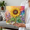 (25x25cm)DIY Pearl Painting Sunflower Framed Handmade Pearl Material Art Kit Living Room Decor