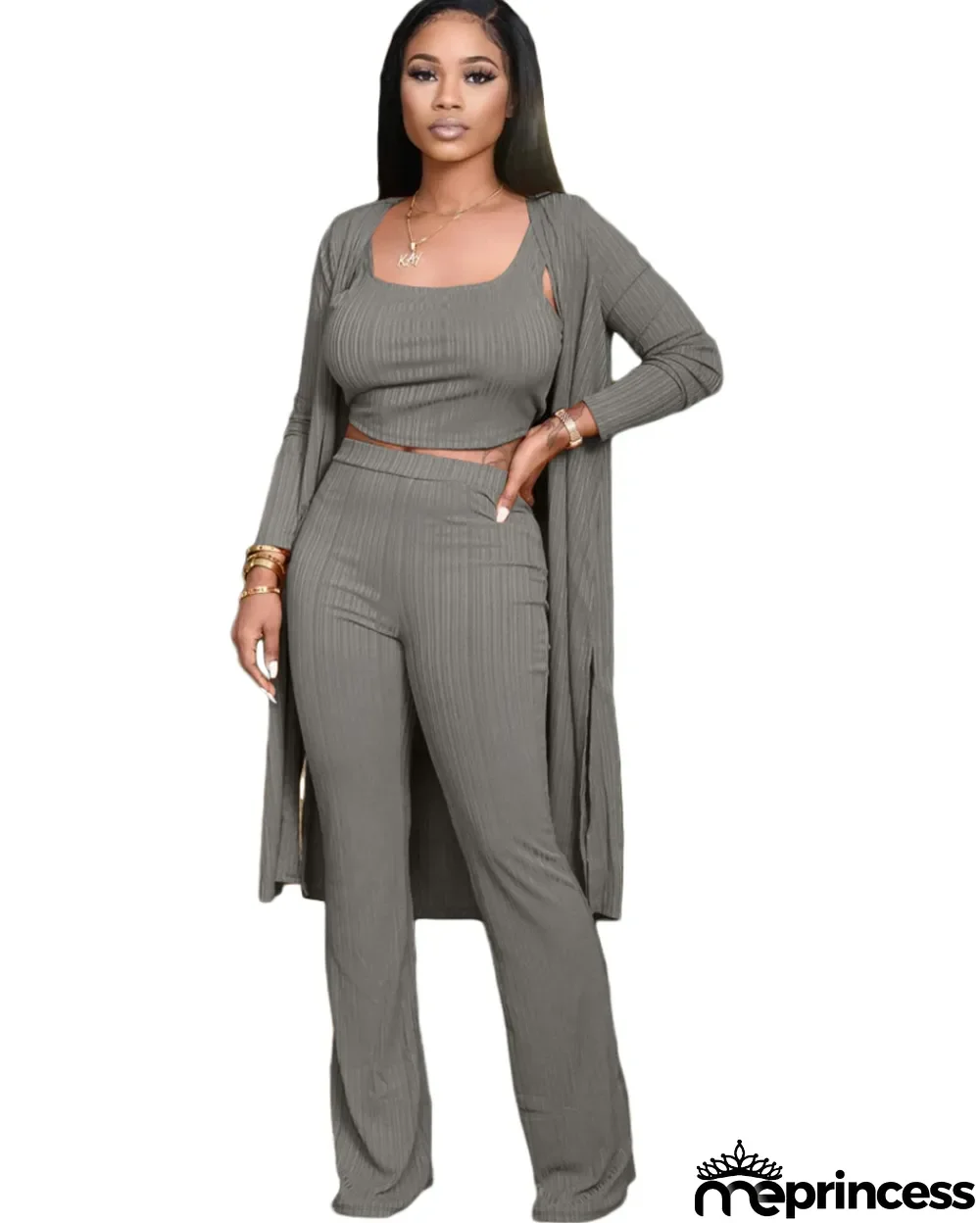 Autumn Matching 3PC Ribbed Pants Set