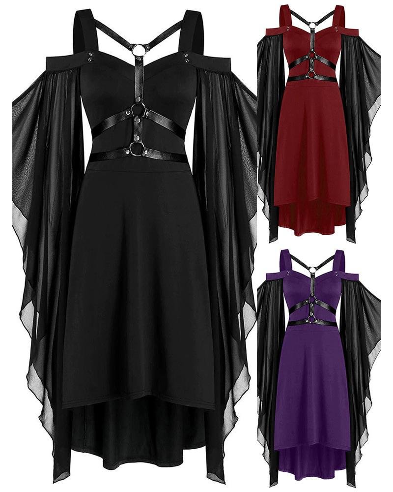 Halloween Gothic Punk Dress Renaissance High Low Vintage Dress Women Cosplay Party Dresses