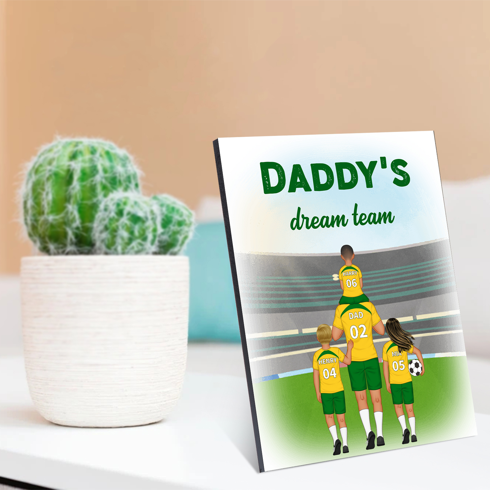 Personalised Soccer Team Wooden Plaque Custom 2 Texts & 2–9 Names Football Home Decor Gifts for Dad/Grandpa-Jessemade AU