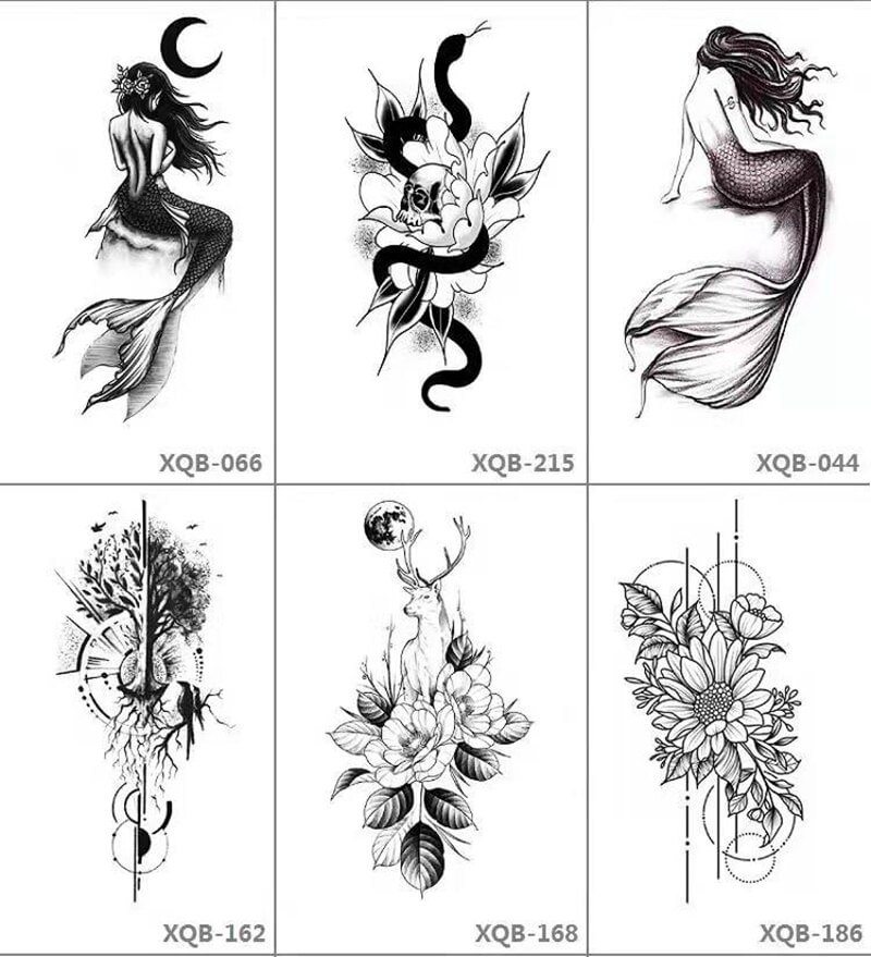 Gingf Deer Waterproof Temporary Tattoo Stickers Female Flower Snake Big Picture Sexy Fashion Art Fake Tattoo Ankle Arm Tattoo