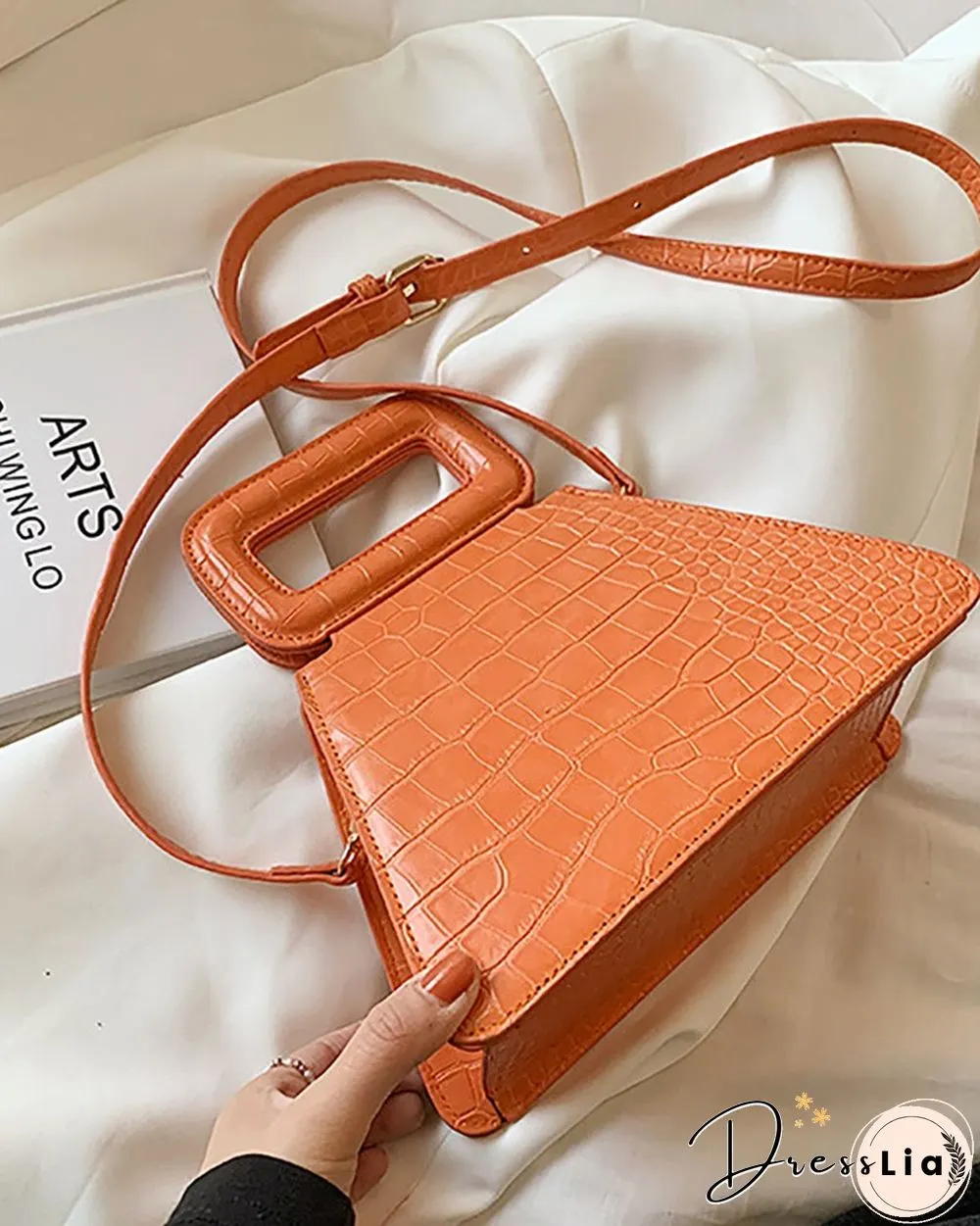 Croc Embossed Satchel Bag
