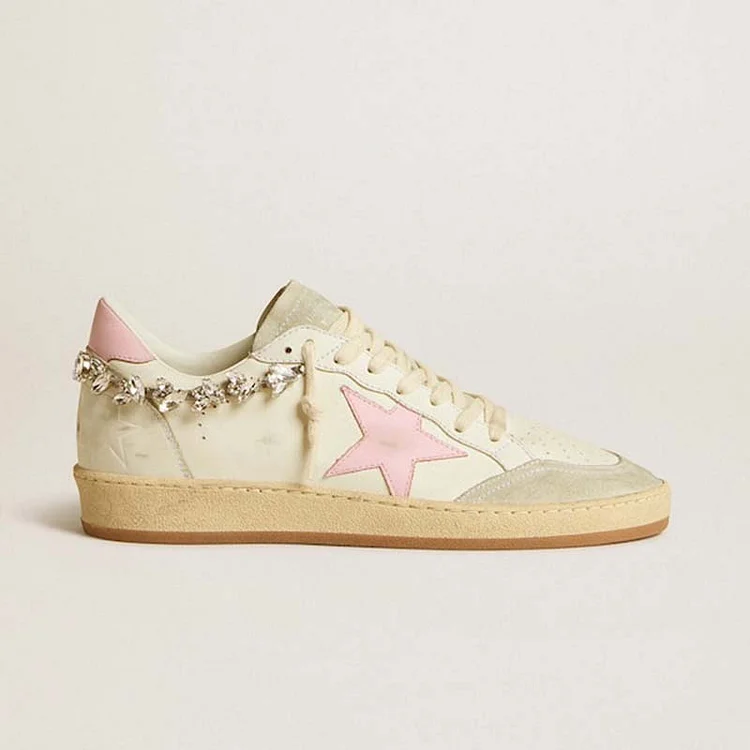 Golden Goose Ball Star Donna LTD con stella in pelle rosa e applicazione di cristalli