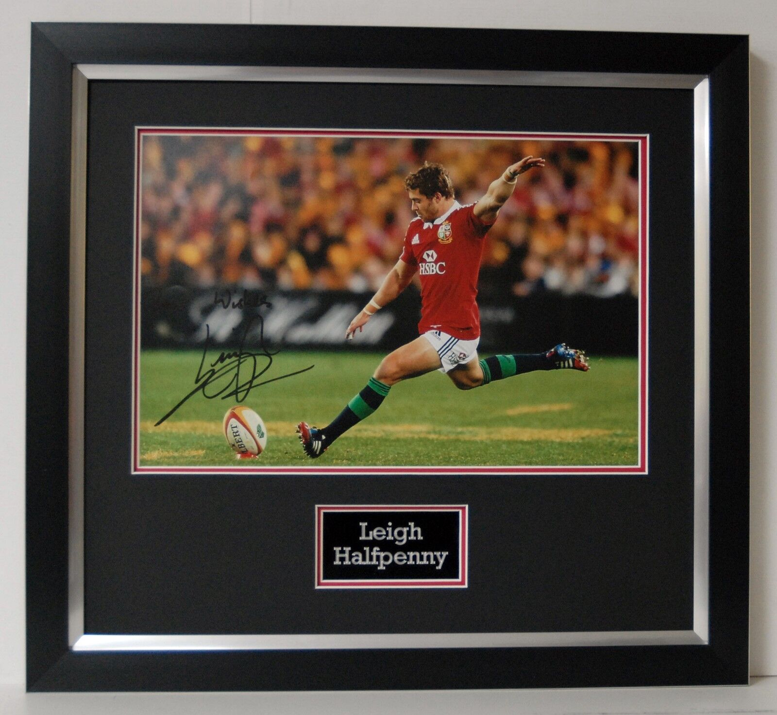 Leigh Halfpenny Signed & FRAMED 18X12 Photo Poster painting WALES & LIONS RUGBY AFTAL COA (A)