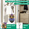 1 PC DIY porte-cl&eacute;s en diamant hibou bleu dor&eacute; en 3D avec boucle homard double face en diamant avec cha&icirc;ne de printemps en mosa&iuml;que de diamants en tisss en mosa&iuml;que de diamants cadeau unique fait main