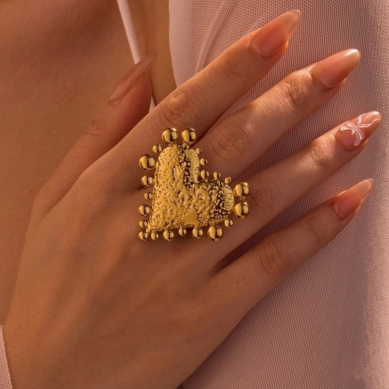 Minimalist Heart Shape 304 Stainless Steel Plating Open Rings