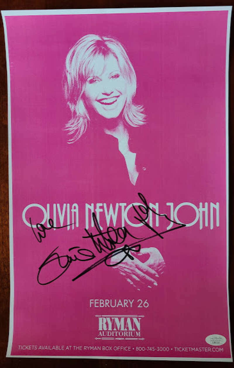 Olivia Newton John JSA Coa Signed Concert Poster Photo Poster painting Ryman Autograph