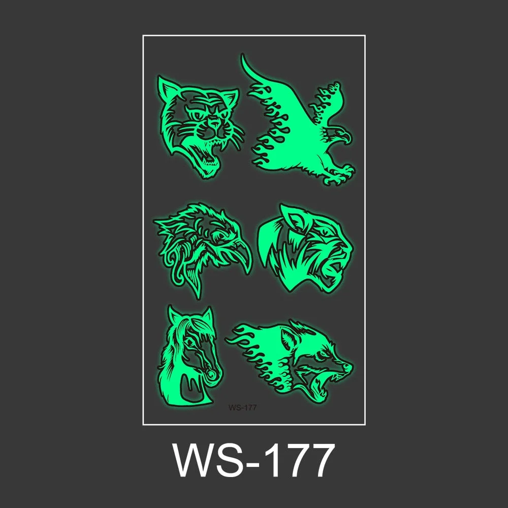 Luminous Tattoo Sticker Nightclub Bar Music Festival Carnival Tattoo Sticker Fluorescent Musical Note Glowing Cool Face Sticker