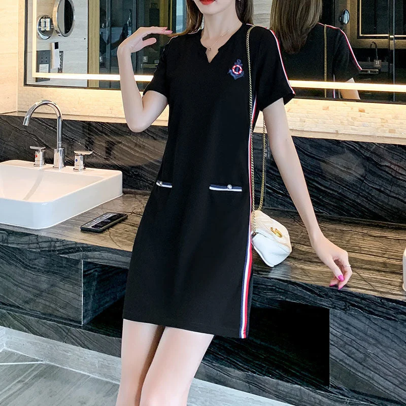 Suofun Casual Good Quality Dress Women's 2021 New Women's Summer Sweet Dress Medium Length Korean Slim Sports Casual Skirs