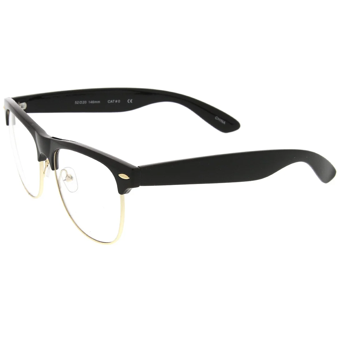 Classic Horn Rimmed Clear Lens Half Frame Glasses 56mm
