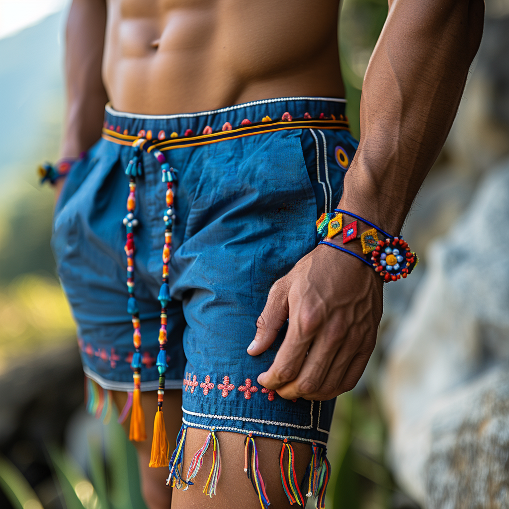 Retro Ethnic Casual Linen Shorts Bohemian Style Shorts