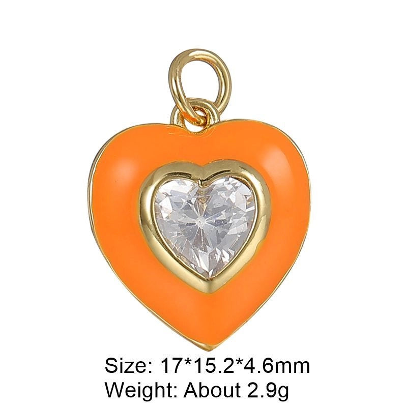 1 Piece 29 * 16mm Copper Artificial Gemstones Heart Shape Jewelry Accessories Pendant Chain