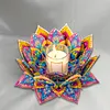 Peinture en diamant en 5D DIY, d&eacute;coration en acrylique, bougeoirs fleurs, bougiers faits maison maison pour adultes d&eacute;butants (lotus-a violet et jaune)