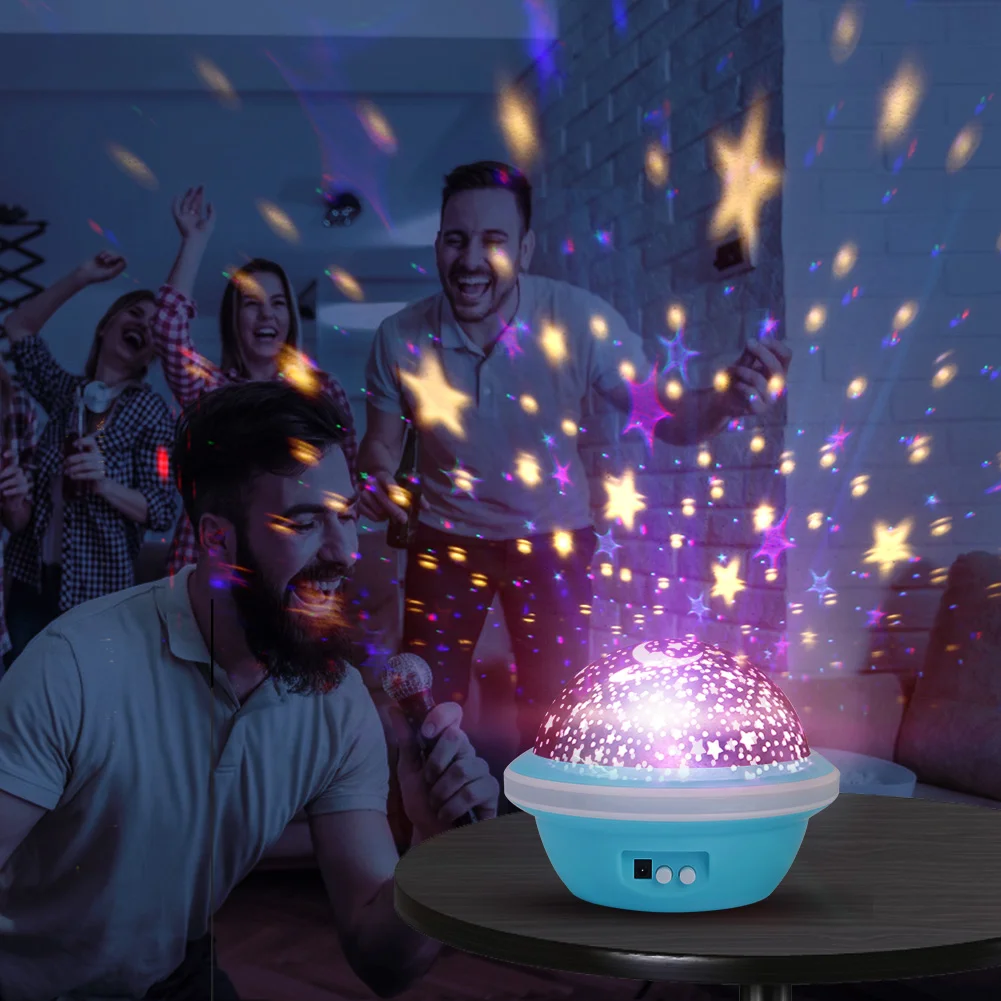 UFO Shaped Starry Sky LED Projector Light USB Kid Night Decor Lamp (Blue)