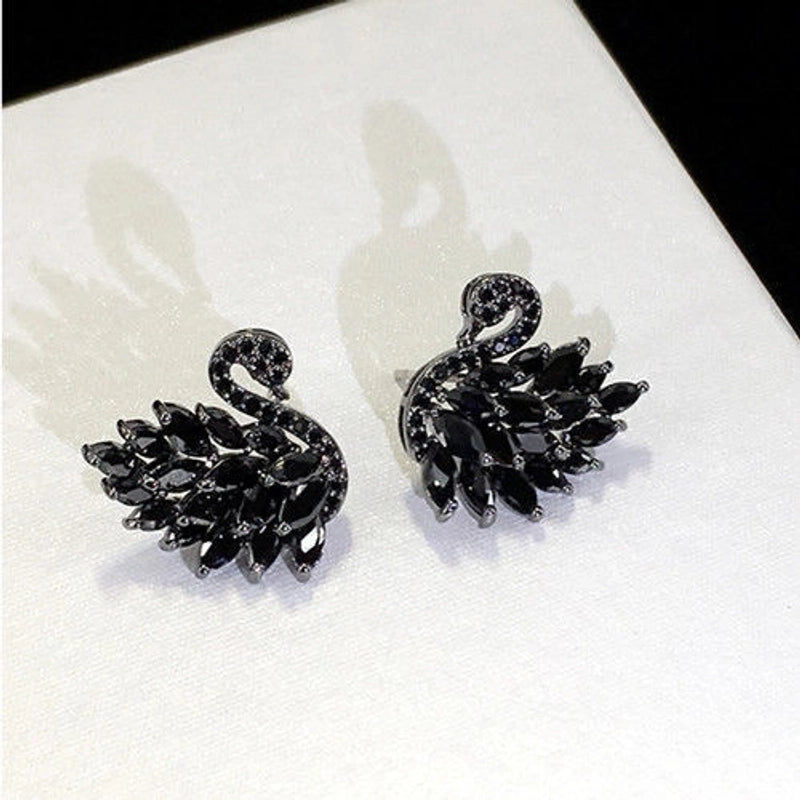 2 Pieces Retro Flower Copper Inlay Zircon Drop Earrings Ear Studs 1 Pair