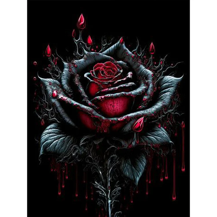Dark Rose 30*40CM (Canvas) Full Round Drill Diamond Painting gbfke