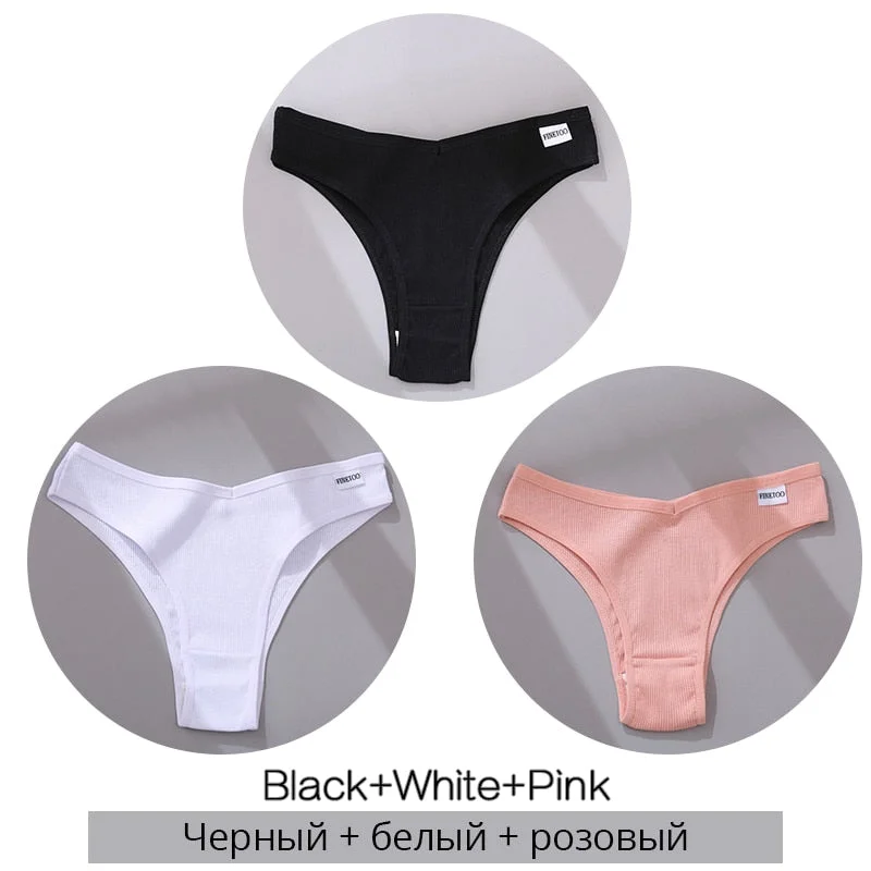FINETOO Women's Brazilian Panties 3Pcs/set Women Cotton Underpants M-XL Comfortable Underwear Ladies Soft Panty Fast Shipping
