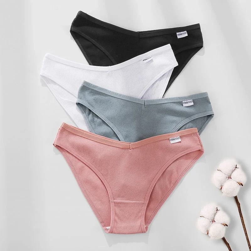 FINETOO M-2XL Women Cotton Panties Fashion Letter V Waist Underpants Low-Rise Female Underwear Girls Comfortable Briefs Lingerie