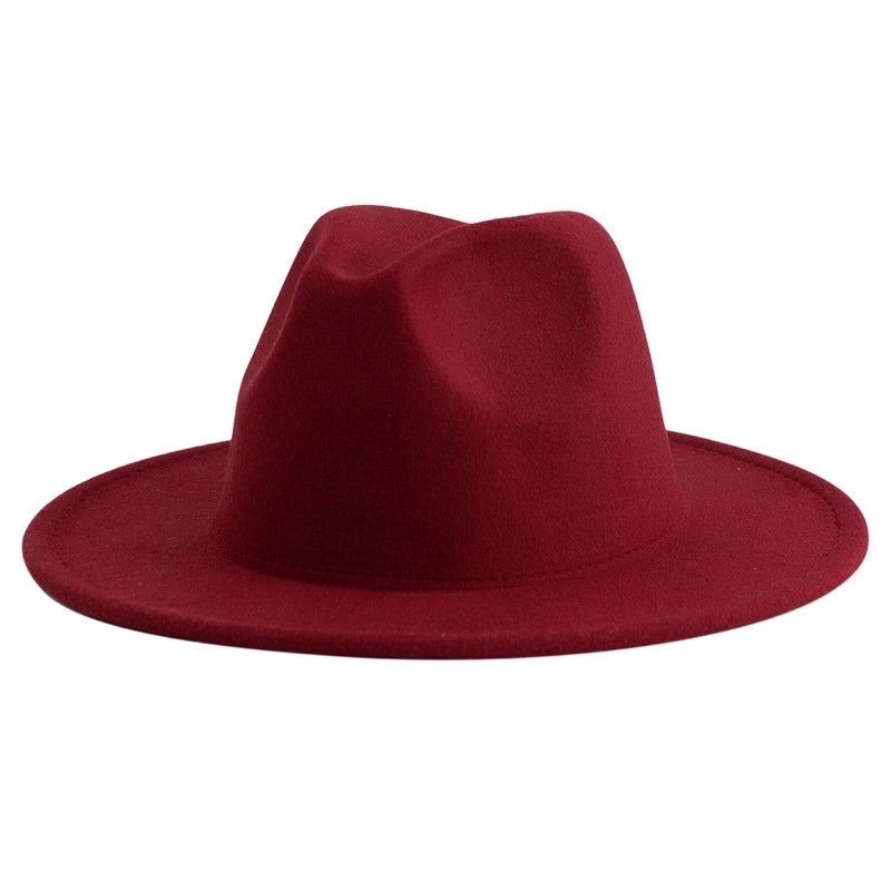 60 Color Solid Color Jazz Top Hat British Style Retro Woolen Hat Adult Embroidered Logo Felt Hat