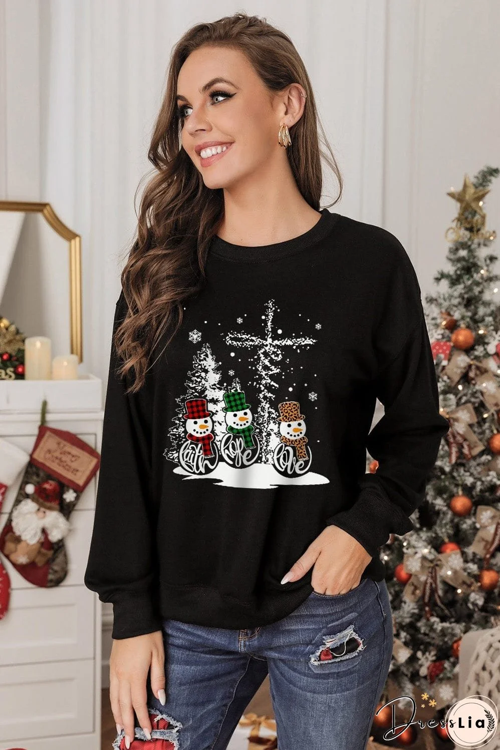 Cozy Black Snowman Christmas Sweater