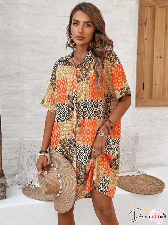 Plus Size Abstract Casual Long Sleeve Cardigan