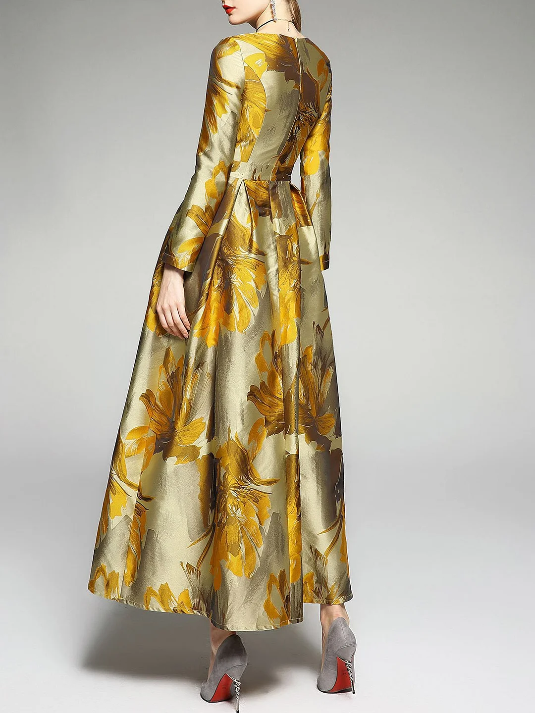 A-Line Cocktail Elegant Prom Party loral Maxi Dress