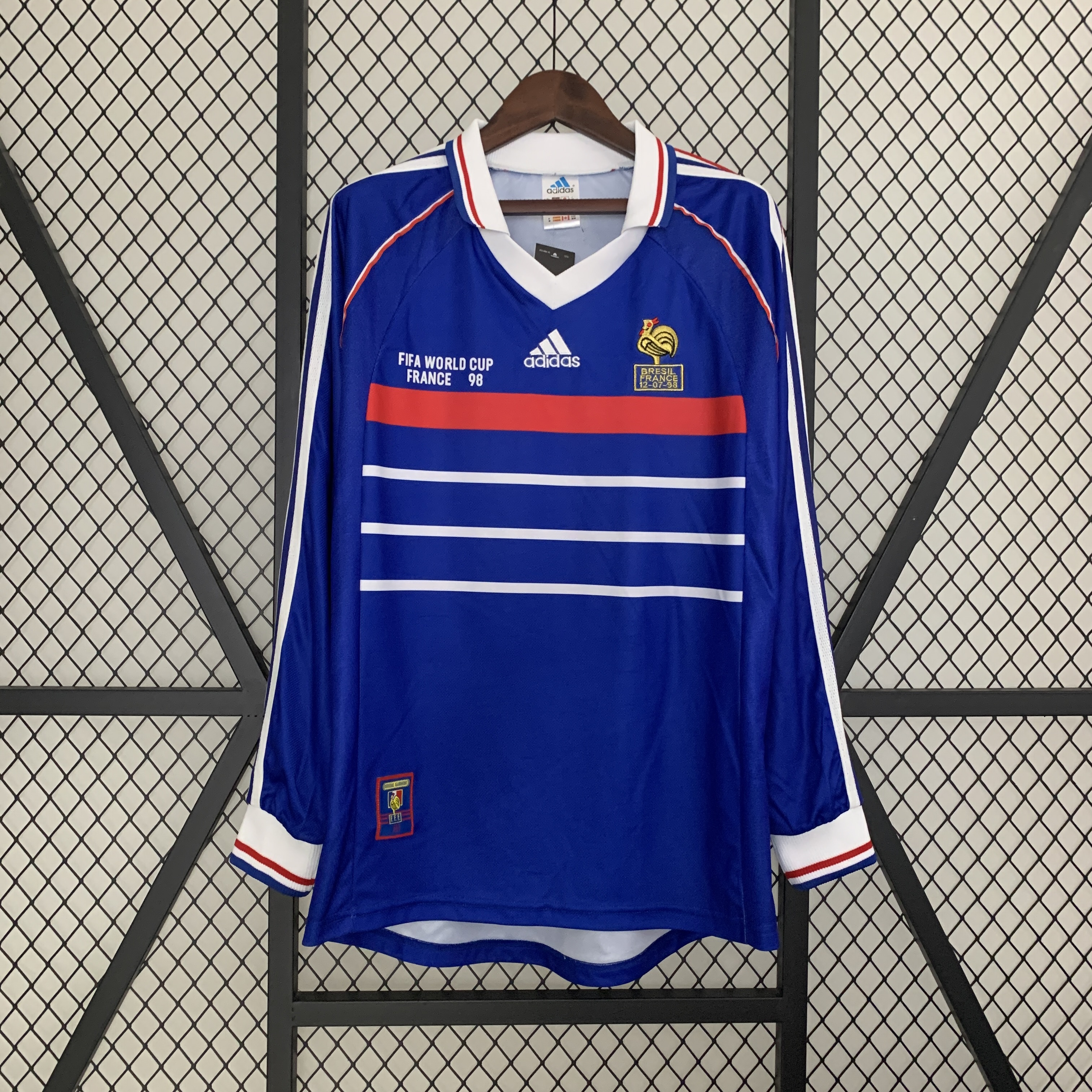Retro France 1998 Home Stadium Long Sleeve Jersey