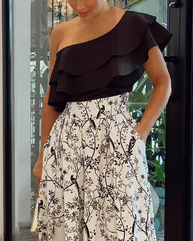 Sleeveless Top & Printed Wide Leg Pants Two-Piece Set